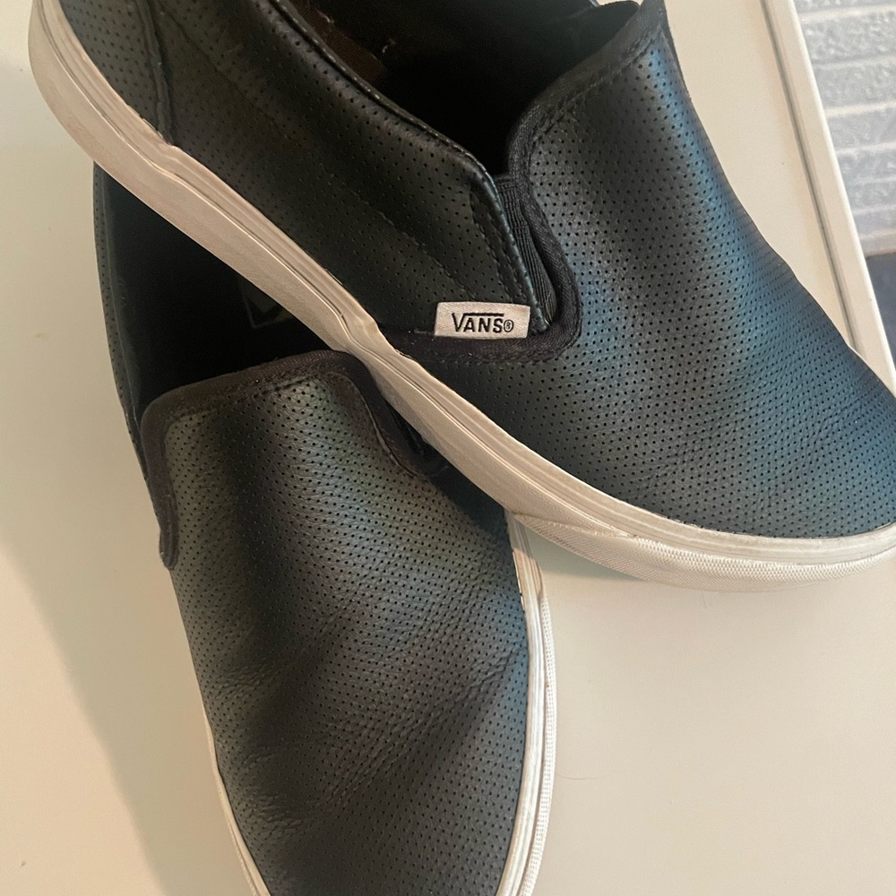 Vans Black and White Slip-On Loafers
